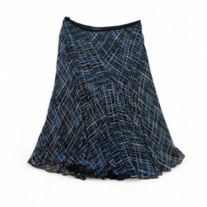 Jones new york Black and blue plaid midi skirt